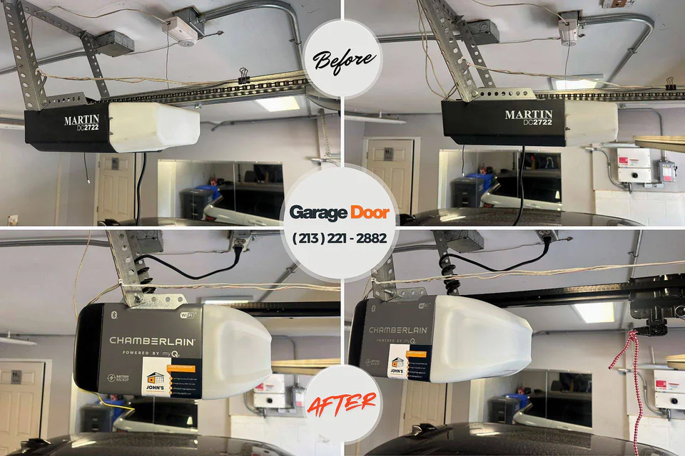Before and after: garage door spring repair Village of Four Seasons, MO